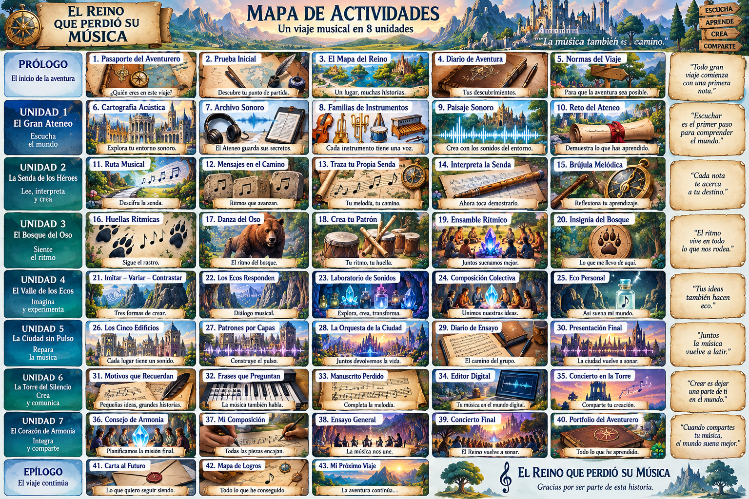 Mapa de actividades de El Reino que perdió su Música